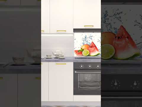 Кухонний скляний фартух чорний мармур, видео 1