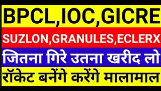 BPCL, ICO, GICRE, Suzlon, Granules, Exclerx जितना गिरे उतना खरीद लो रॉकेट बनेंगे करेंगे मालामाल