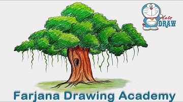 How to draw Banyan tree step by step (very easy)