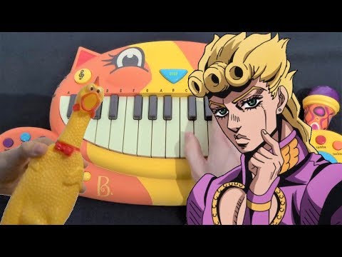 jojo's-bizarre-adventure---giorno's-theme-but-on-a-cat-piano,-a-chicken-and-a-drum-calculator