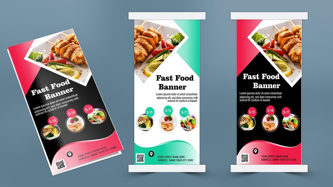 How To Make Professional Restaurant Rollup Banner In Corel Drawx7 Tutorial Youtube