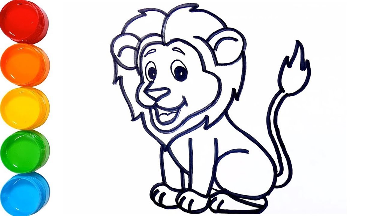 Glitter lion coloring and drawing for Kids, Toddlers | Lee Inn Toy Art ...