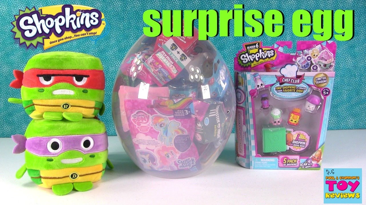 kawaii emoticons Shopkins Giant Surprise Egg #20 Opening Splashlings Color Change Disney MLP | PSToyReviews