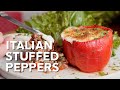 Italian stuffed bell peppers with ground turkey image