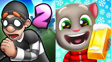 Robbery Bob 2 vs Talking Tom Gold Run Gameplay Android,ios Part 96