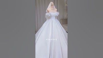 Váy phi vai ngang phối lông vũ tùng bồng to💍-Xưởng áo cưới Nam Việt 0868921807