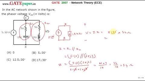 GATE 2007 ECE Find the Phasor voltage Vab of the AC network shown