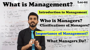 Lec-01 Introduction to Management | Classification of Managers| BBA,MBA