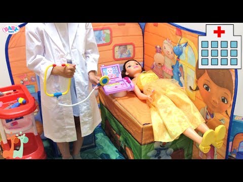 キッズテント病院 ベルのけんさ ジャンボ人形  ディズニープリンセス / Belle My Size Doll Check Up at Doc McStuffins 3D Playscape