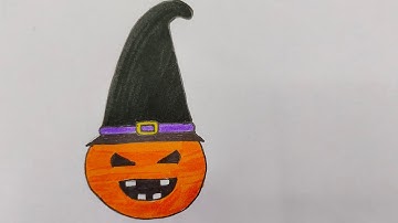 Easy Halloween Pumpkin with Witch Hat | How to draw Halloween Pumpkin Witch Hat #halloween2023