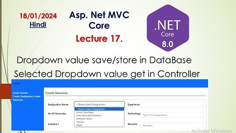 MVC Core 8.0 | Get and Save Selected Dropdown Value in DataBase (Hindi) #aspnetcore