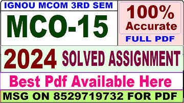 MCO 15 solved assignment 2024 / mco 15 solved assignment 2023-24 in English / ignou 3rd mco 015 2024