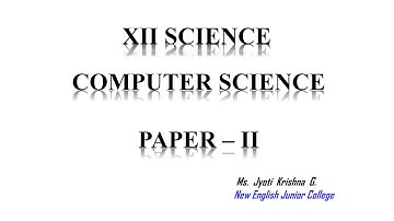 STD XII COMPUTER SCIENCE PAPER II - CHAPTER 1 : INTRODUCTION TO MICROPROCESSOR 8085 - SESSION 6