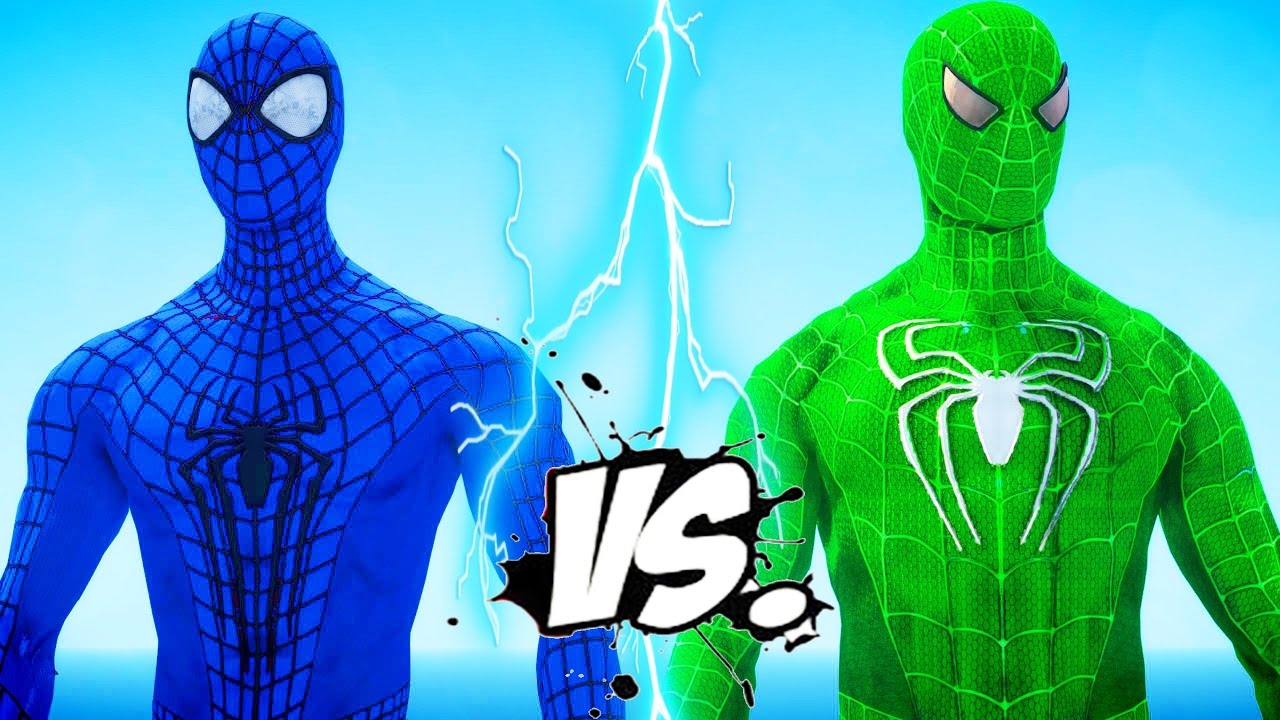 The Amazing Blue Spiderman vs Green Spiderman - YouTube