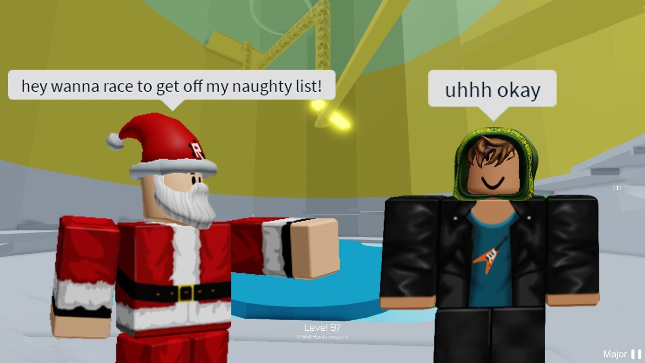 RACING RANDOM PEOPLE AS SANTA CLAUS | TOWER OF HELL | ROBLOX