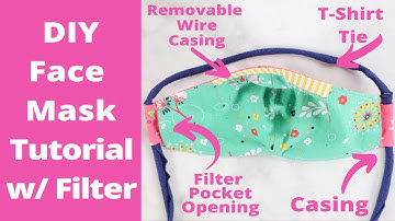 Sew a Fitted Face Mask with Removable Wire Casing, Filter Pocket, and T-Shirt Tie!