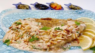 سمك بالطحينة على الطريقة اللبنانية مع طريقة عمل الطحينة اللي بتقدم في المطاعم