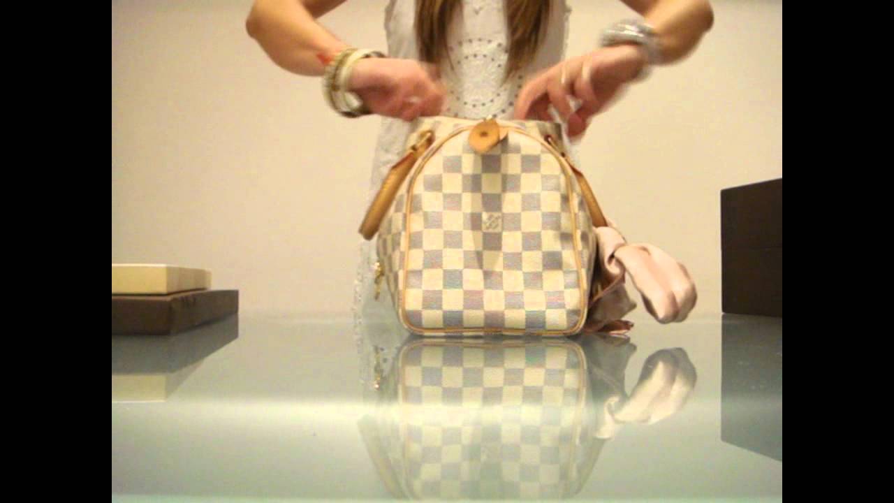 Louis Vuitton, Speedy 25 , Tapage Bag Charm, Denim Bandeau Pale Pink, Louis Vuitton Scarf. - YouTube