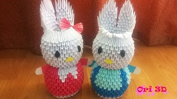 Tutorial Rabbit Couple 3D Origami - Hướng dẫn xếp cặp thỏ Origami 3D