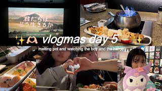 date night (melting pot mukbang + the boy and the heron) | vlogmas day 5 🫶🏻✨