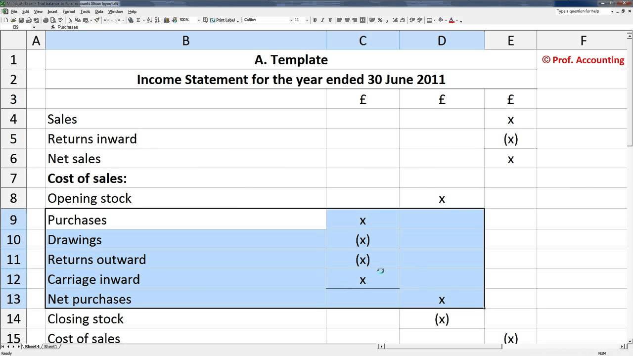 A Level Accounting Trading Profit and Loss Account Balance 