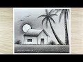 How to draw sunset scenery with pencil pencil drawing for beginners