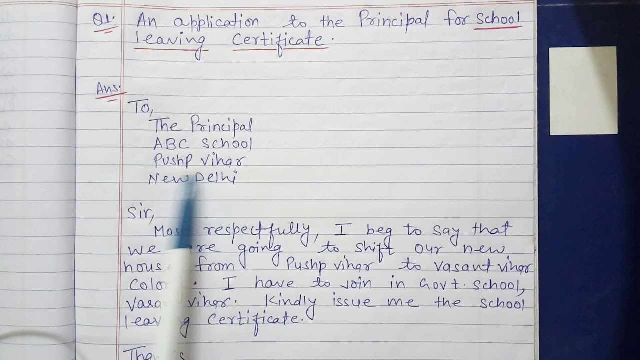 application letter for leaving certificate to principal