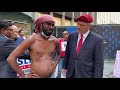 A homeless man speaks about his plight during a press conference in front of Penn Station