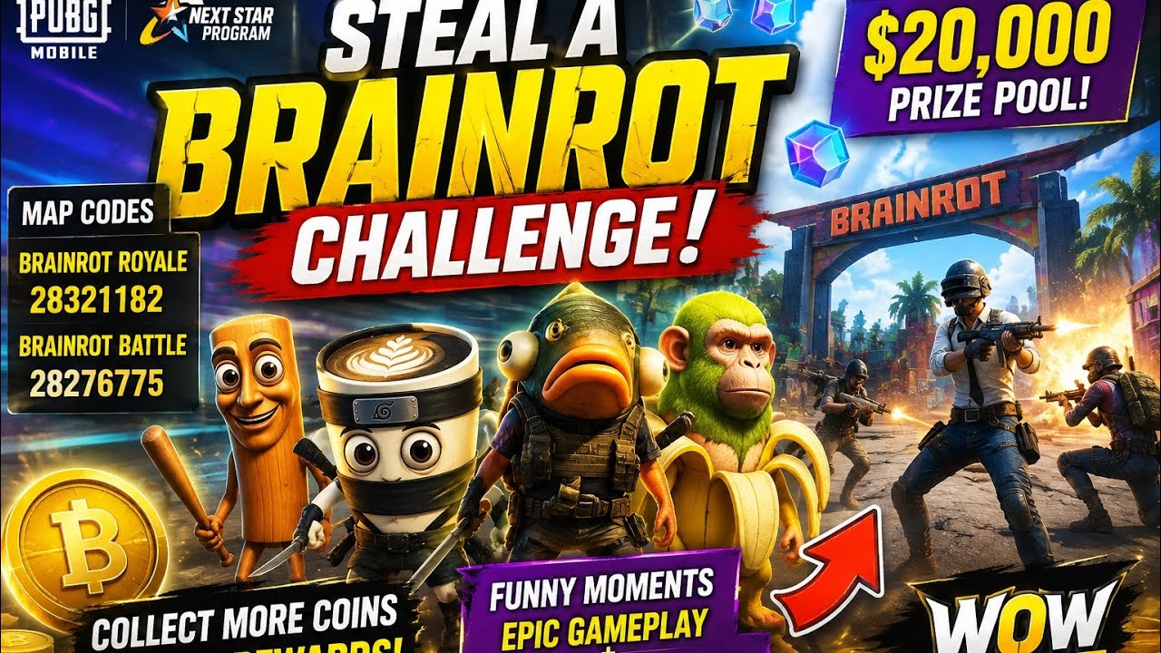 I Played Brainrot Royale in PUBG Mobile 😱🔥 | Steal a Brainrot Challenge | $20,000 Prize Pool!