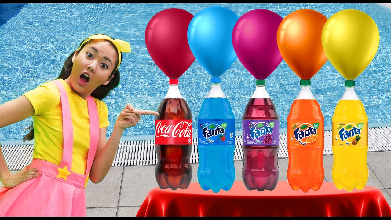 COKE vs MENTOS Experiment to Fill BIGGEST WATER BALLOON in Ellie's Swimming Pool