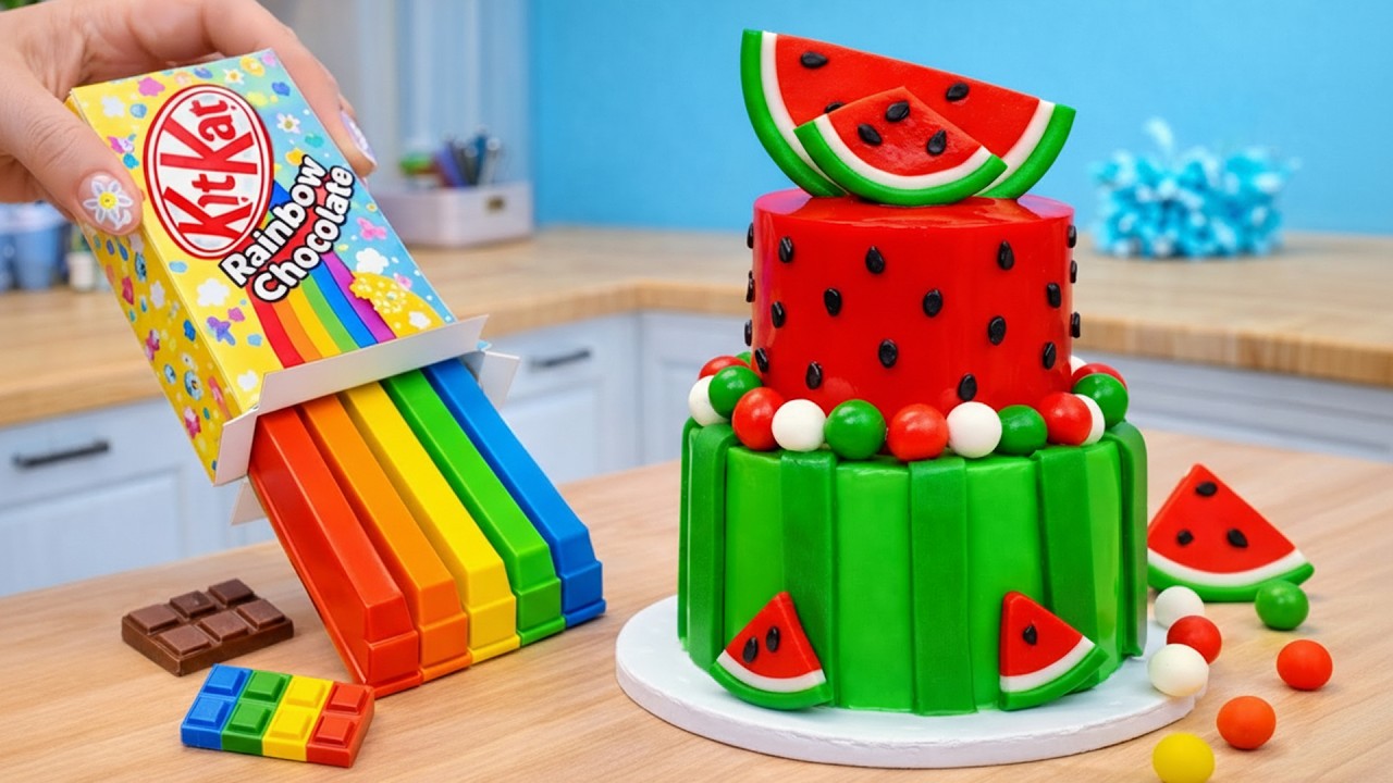 Best Mini Watermelon Cake 🍉🍫 Rainbow Chocolate Mini Cake Trend | Bruno Cakes