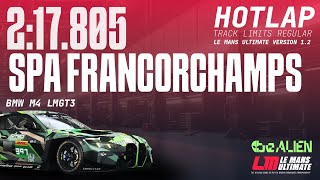 Le Mans Ultimate Hotlap Bmw M4 Lmgt3 Spa Francorchamps 1.2