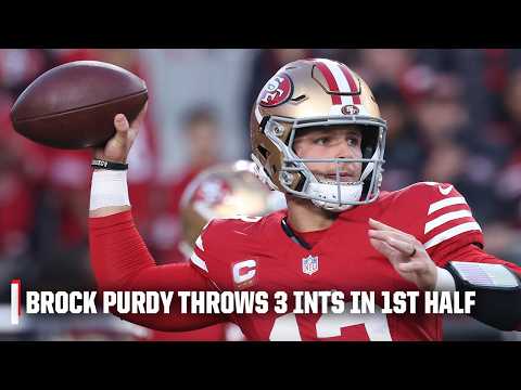 Brock Purdy throws 3️⃣ INTs in the 1st half vs. the Panthers on MNF 👀 | NFL on ESPN