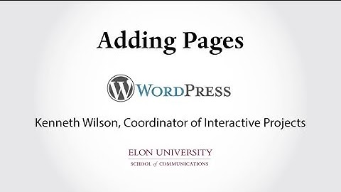 WordPress e-Portfolio - Adding Pages Video
