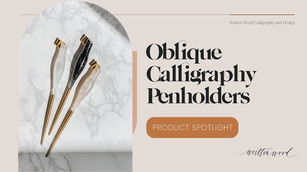 New! Oblique Calligraphy Penholders: White Quartz, Rose Quartz and