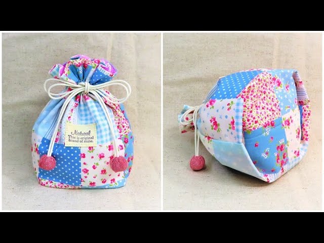 巾着袋の作り方 裏地付き 隠しマチ付き How To Make A Drawstring Pouch Diy Kawaii Pouch 可愛い巾着ポーチ Youtube