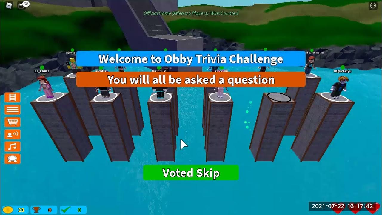 Playing ROBLOX Obby Trivia Challenge YouTube