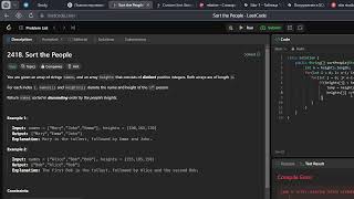 Solving a leetcode problem 2418. Sort the People.
