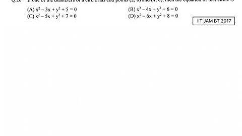 Circle | Problem 2 | IIT JAM BT 2017 solved | Qs. no. 26
