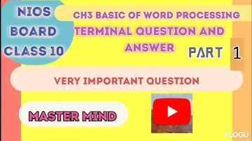 NIOS BOARD Class10 Ch3 Basic Of Word Processing Terminal Important Question Answer Data Entry