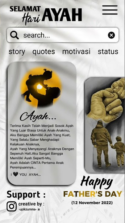 SELAMAT HARI AYAH (12 November 2022)#hariayah #hariayahnasional #2022 #storywa #viral