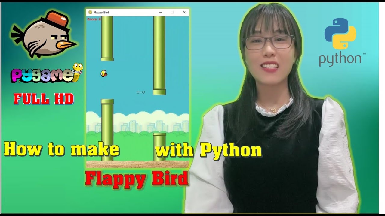 Flappy Bird game with Python FULL -  For Beginners - Codewithlisa