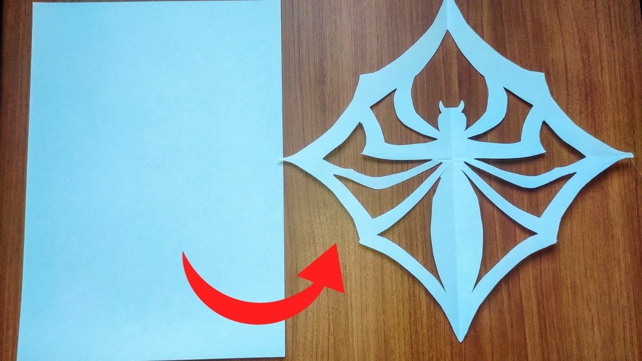 how-to-make-spider-with-paper-cutting-how-to-cut-paper-spider-web