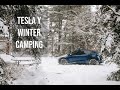 TESLA Y COLD WINTER CAMPING & HEAT PUMP