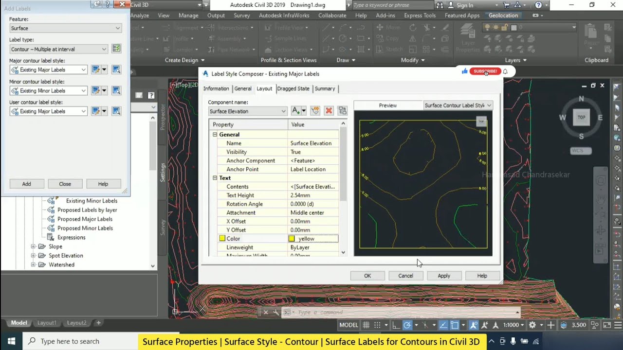 Surface Properties | Surface Style - Contour | Surface Elevation Labels for Contours in Civil 3D