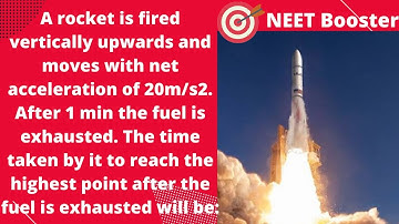 A rocket is fired vertically upwards and moves with net acceleration of 20m/s2. After 1 min the fuel