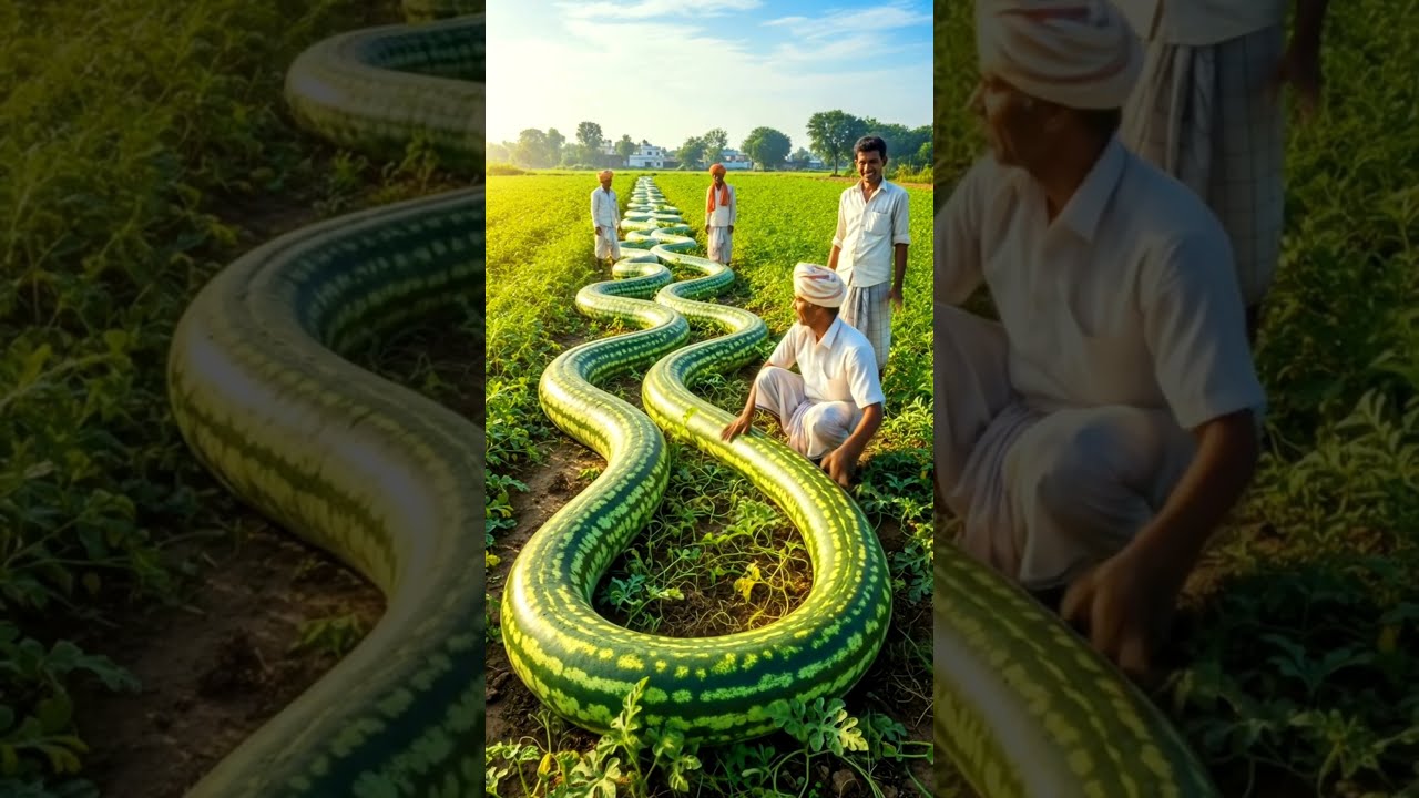 Farmer Grow Super Long Watermelon Like Snake Shortsfeed Harvest Natural Farm Farming