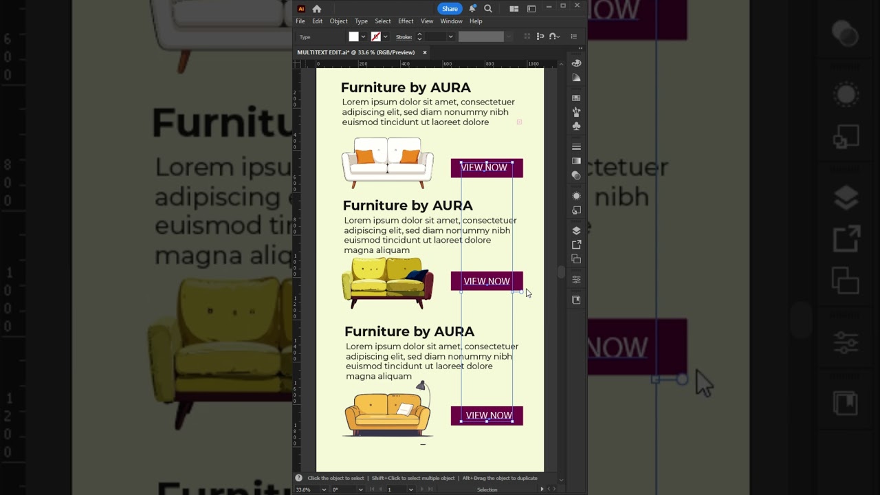 Multi Edit Text in illustartor  2025