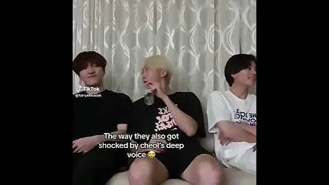 The way they got shocked by Cheol's deep voice🥵#seventeen #scoups #jeonghan #seungkwan #dino #hoshi