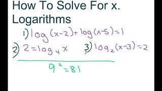 How To Solve For x. Logarithmic Equations